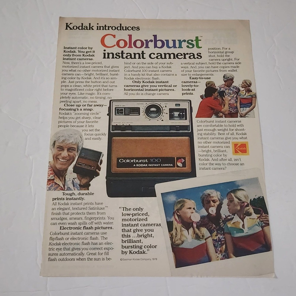 Vintage Print Ad Dick Van Dyke Kodak Colorburst instant camera 1978 clipping